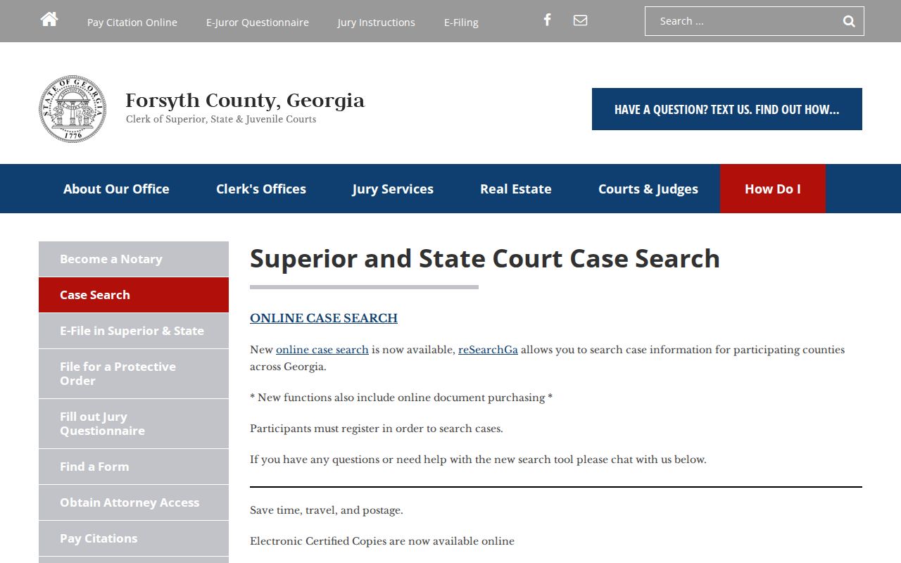 Forsyth County Clerk criminal case search information