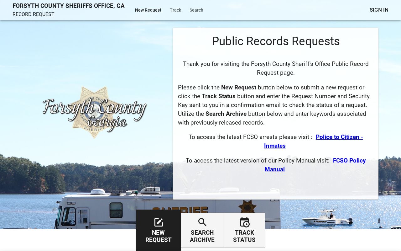 Forsyth County JustFOIA public records request form
